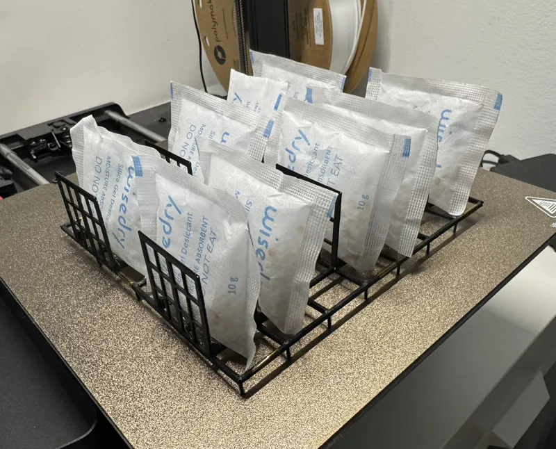 DIY desiccant (silica gel) bag dryer rack