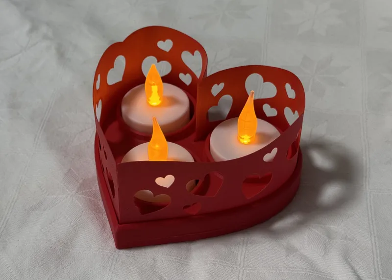 Heart Triple Tealight (LED) Holder - Customizable