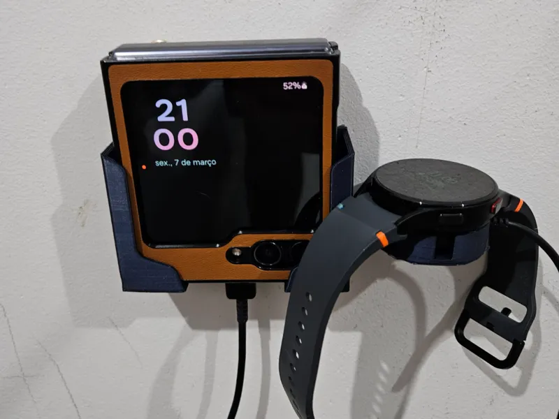 Wall mounted phone + galaxy watch holder