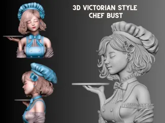 3D Victorian style chef bust
