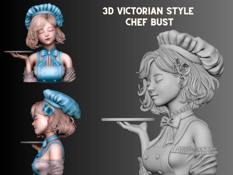 3D Victorian style chef bust