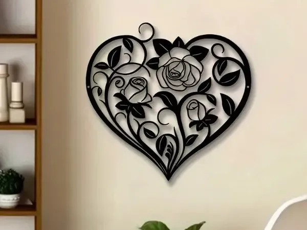 Déco murale cœur et rose