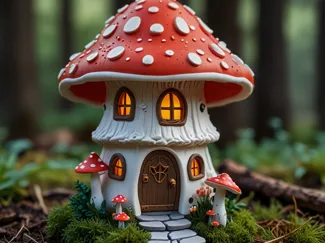 Fun Whimsical Mushroom House - Paint Your Own