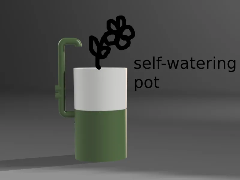 Self-watering pot - Corcelain square module