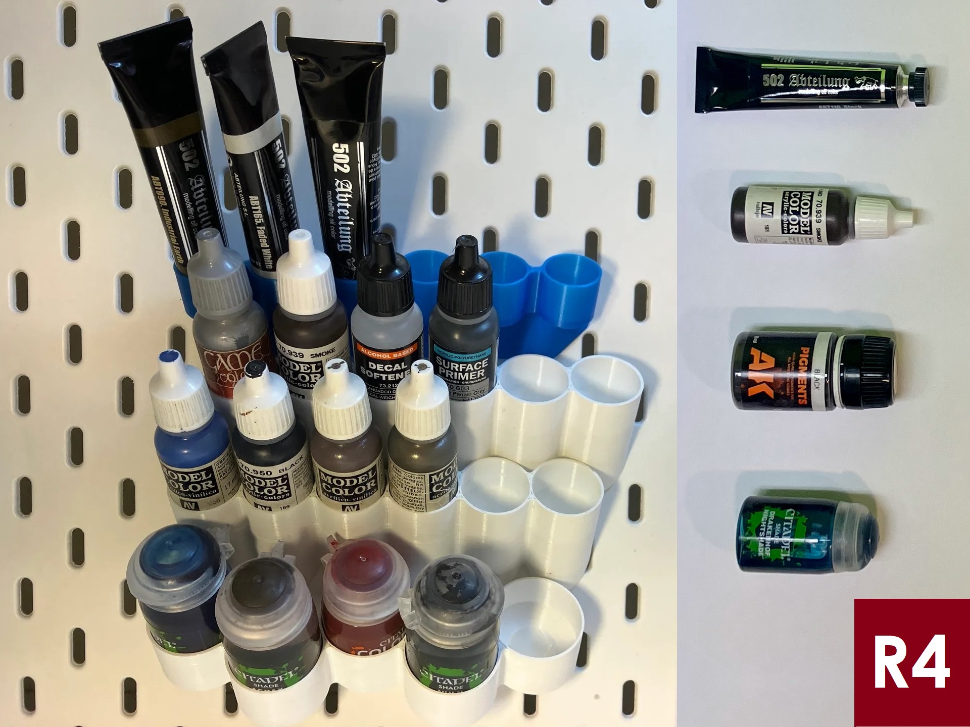 Skadis paint bottle holders