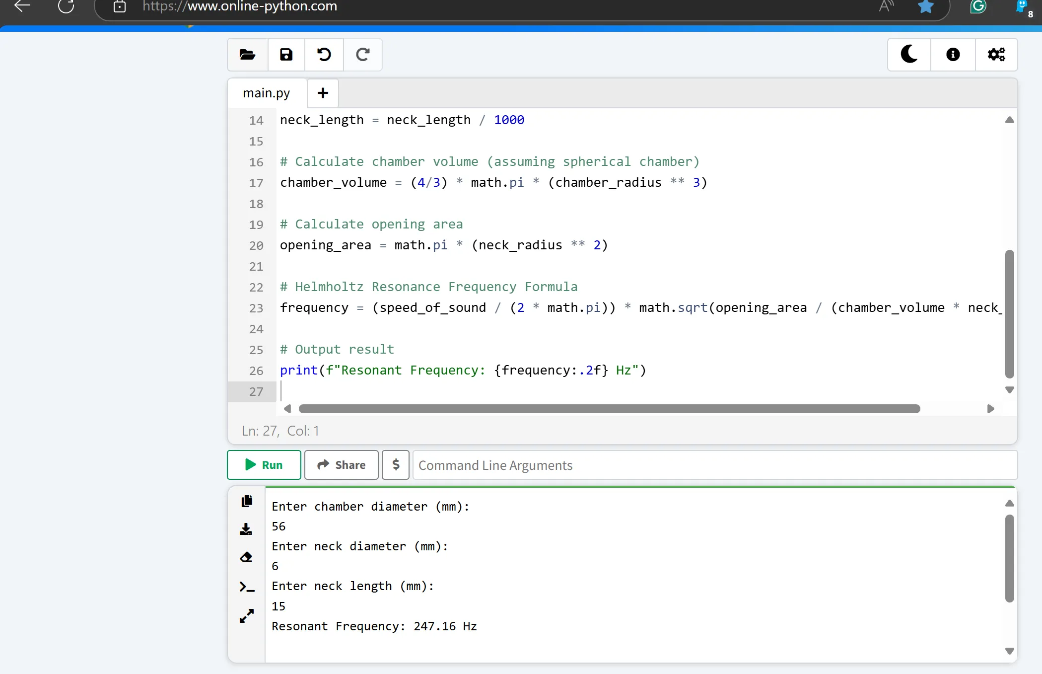 Python script shown is from v1 of the script. Your script will look different.