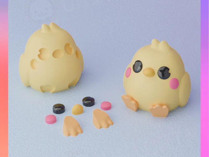 Little Chick Keychain (Separated Parts)