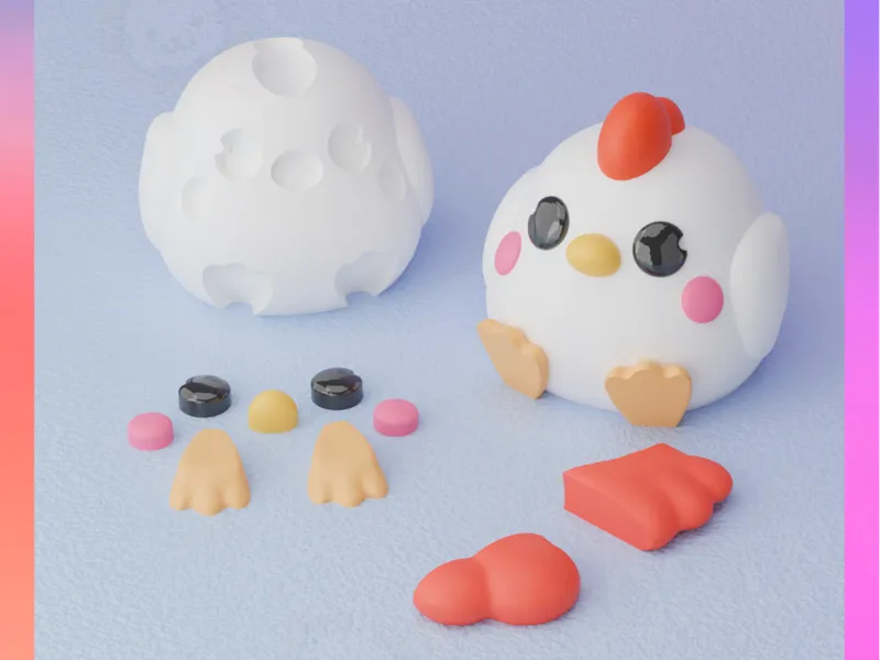 Little Hen Keychain (Separated Parts)