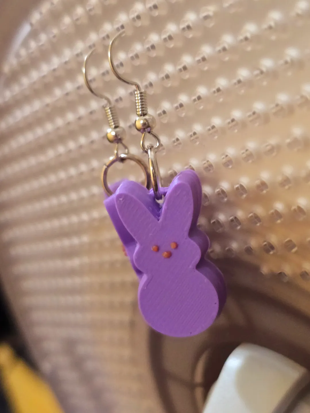 3D Peeps bunny earrings view 2