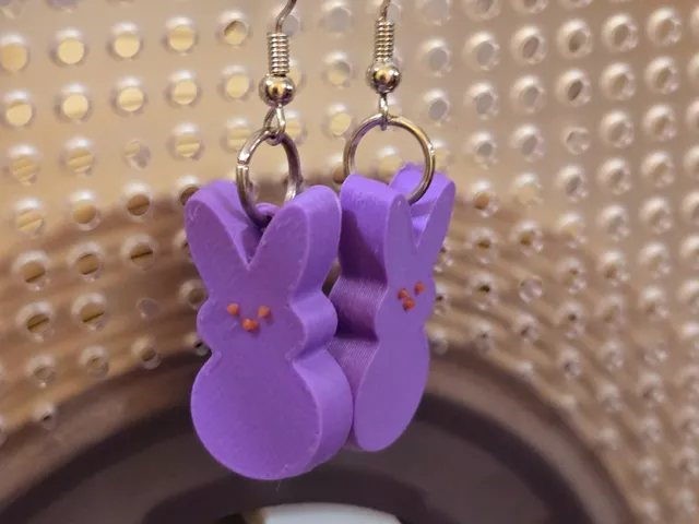 3D Peeps bunny earrings
