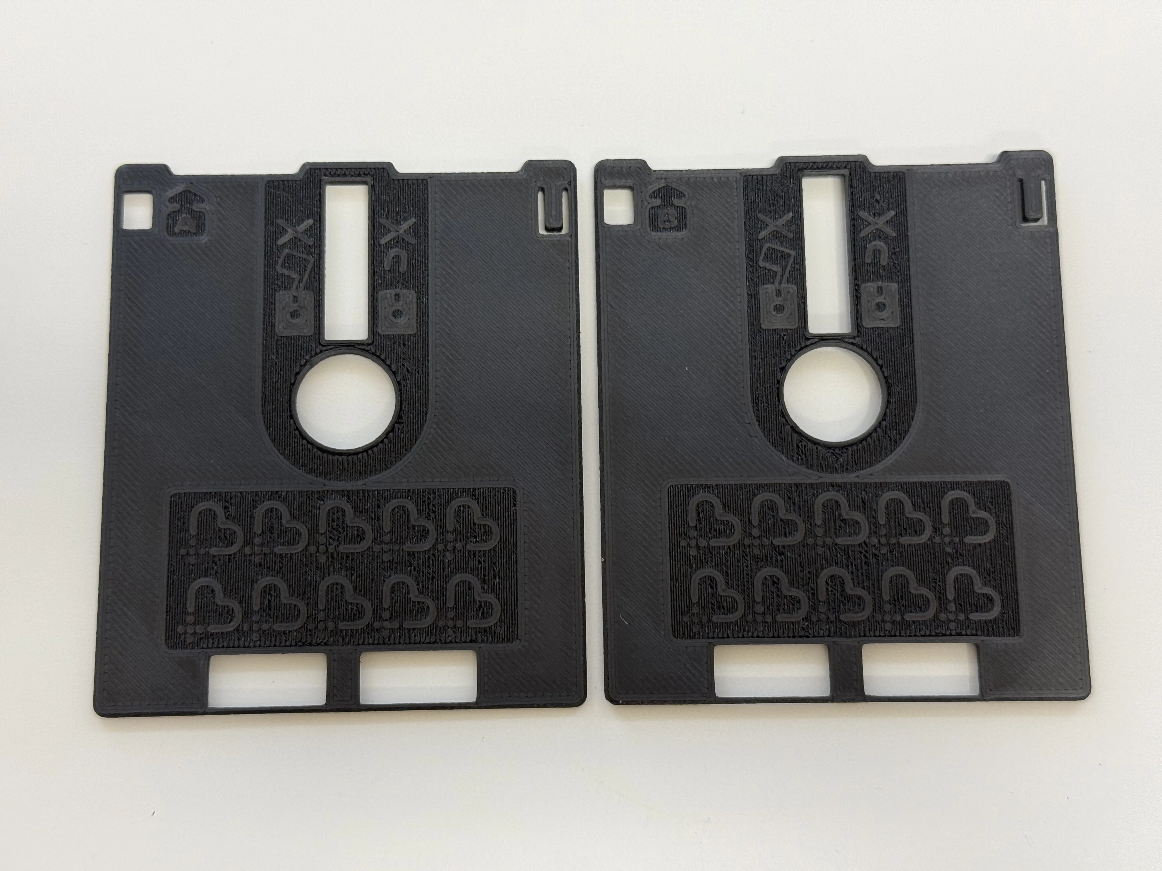 Overview of each printed shell, Side A and Side B