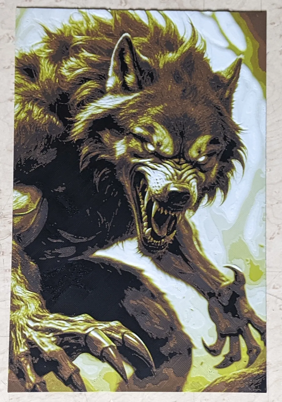 Warewolf #1 HueForge with frame by ogre56 MakerWorld: Download Free 3D ...