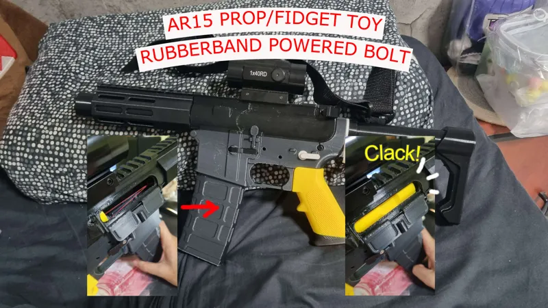 AR-15 fidget toy|Working bolt catch (rubberbands!)