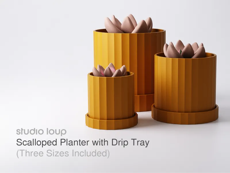 Scalloped Planter with Drip Tray (3 Sizes)