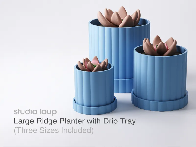 Large Ridged Planter with Drip Tray (3 Sizes)