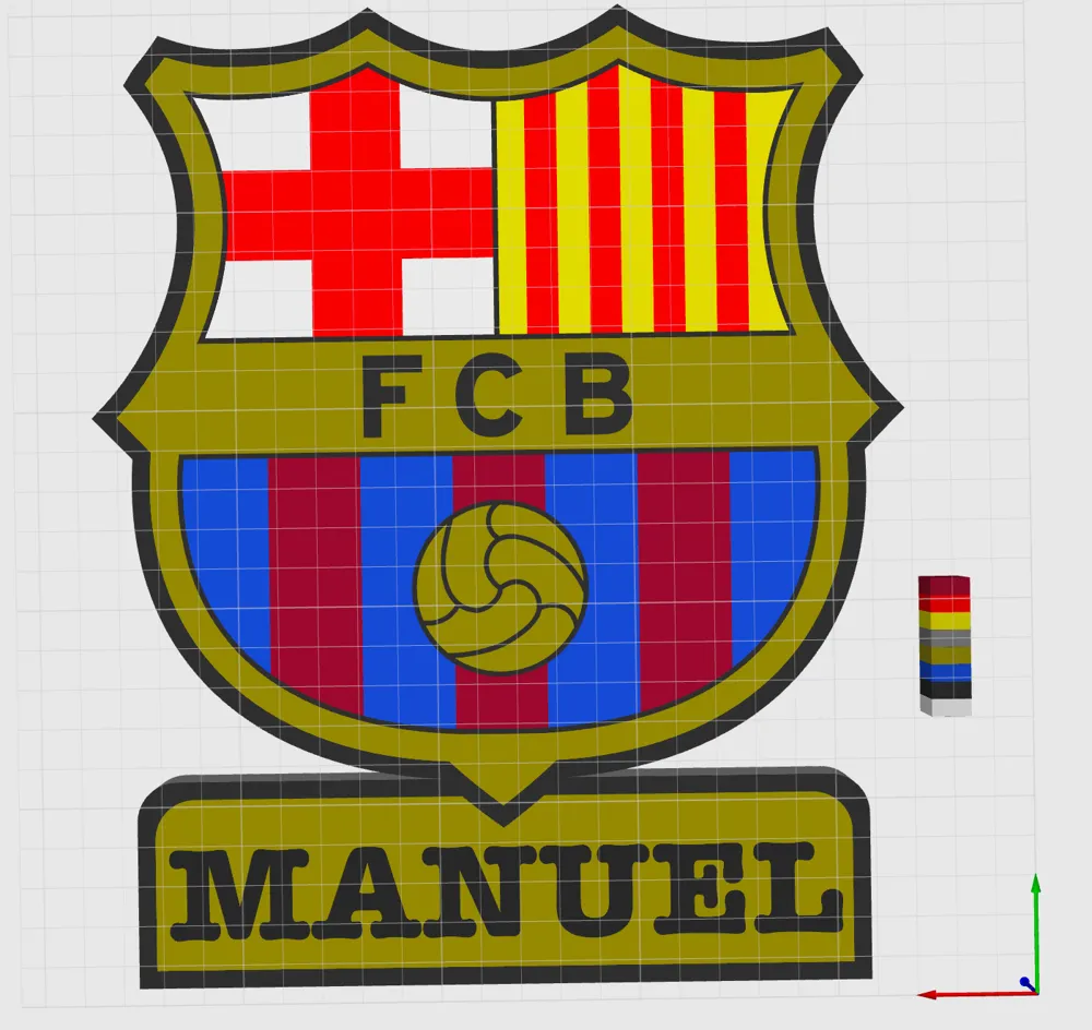 3Dプリント FCバルセロナエンブレム ネーム入り - 無料3Dモデル