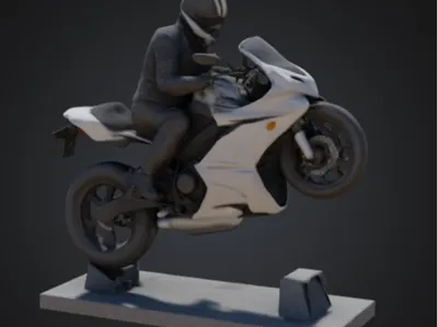 Motorcyclist Performing a Wheelie