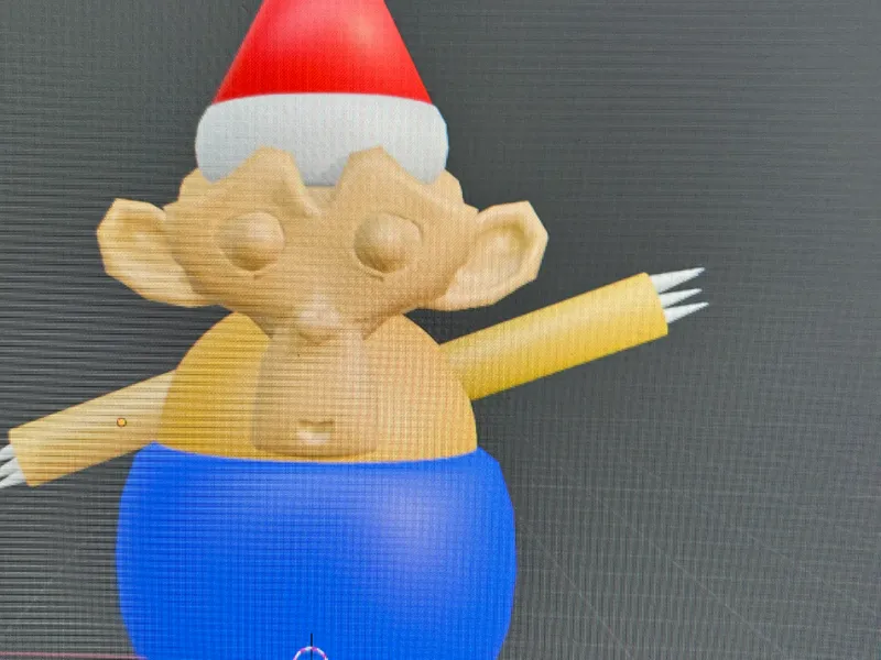 Santa Monkey with Santa Hat and Stand on Monkey
