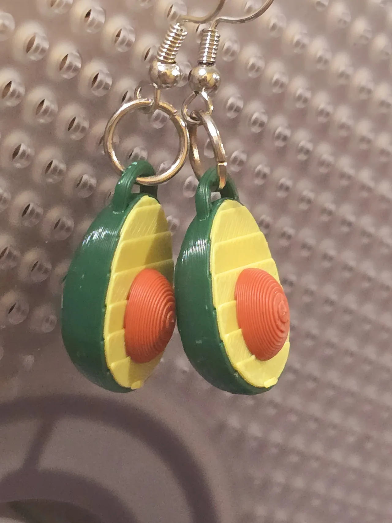 3D Avocado earrings view 3