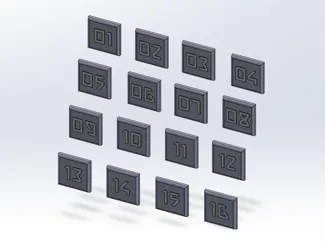 Organizer tile tag (Numbers 1-16)