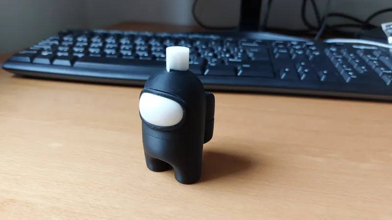 Among us figure with toilet paper hat
