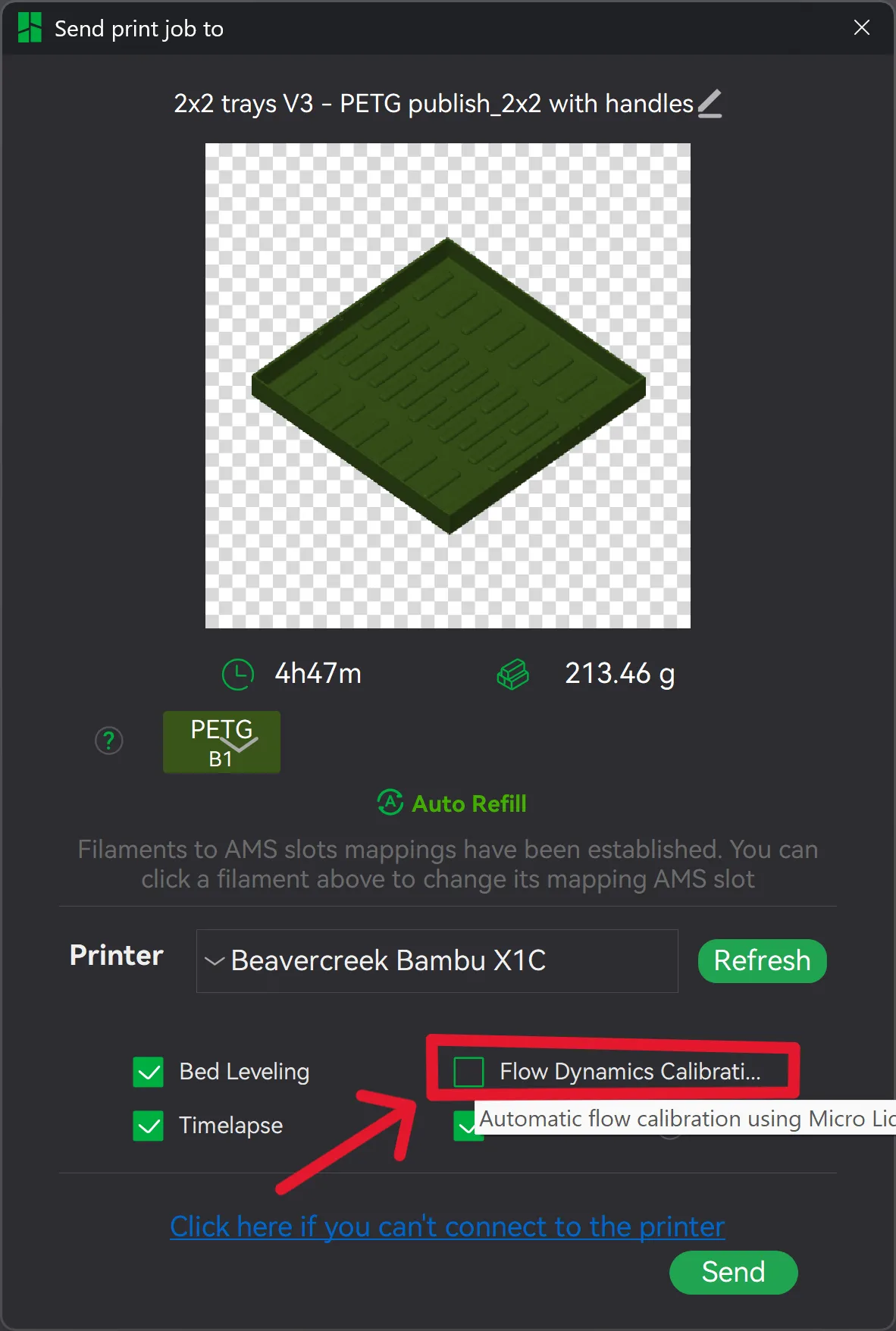 How to disable Flow Dynamics Calibration