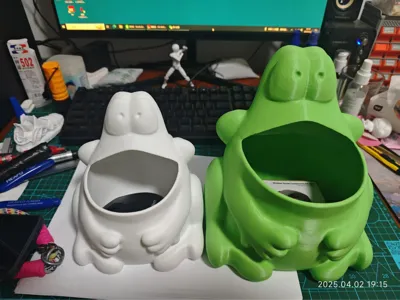 Large-mouthed Green Frog Storage Box - No Supports Needed - Prints Perfectly