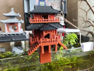 古风建筑房子 古风吊脚楼 鱼缸支架 增高支架 模型支架 双层古风吊脚楼 