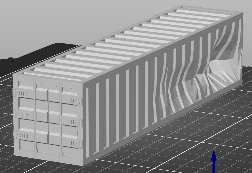 N Scale Damaged Shipping Container
