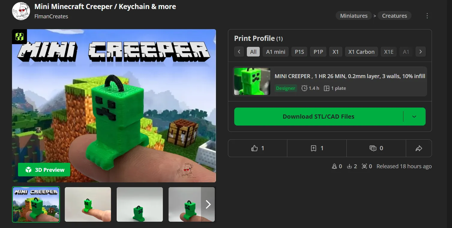 Minecraft Creeper Utensil Holder - Free 3D Print Model - MakerWorld, image size:1507x759