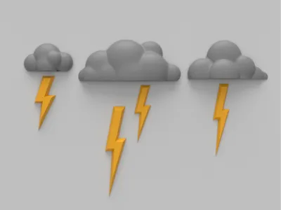 Clouds and Lightning (Refrigerator Magnet/Magnetic Toy)