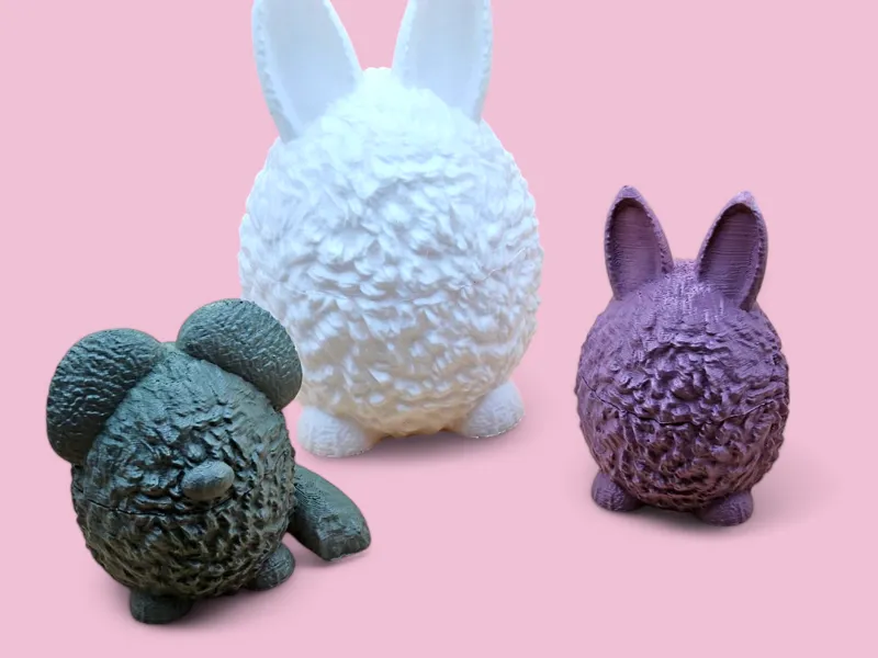 Fluffy bunny, dog and lace egg containers 