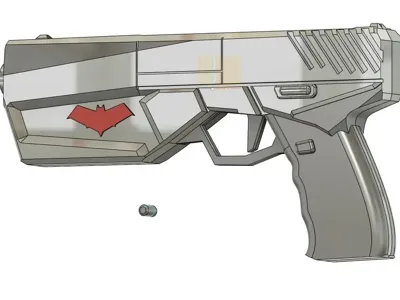 Red hood gun with magnetic holster 