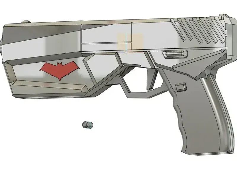 Red hood gun with magnetic holster 