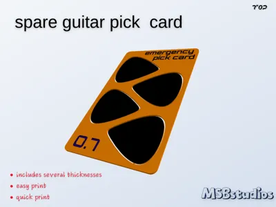 spare guitar pick card