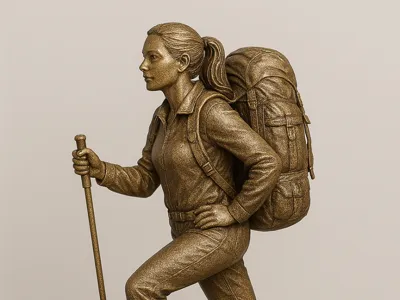 Girl Hiking Trophy