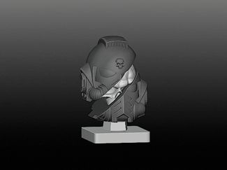 Space marine helmet statue