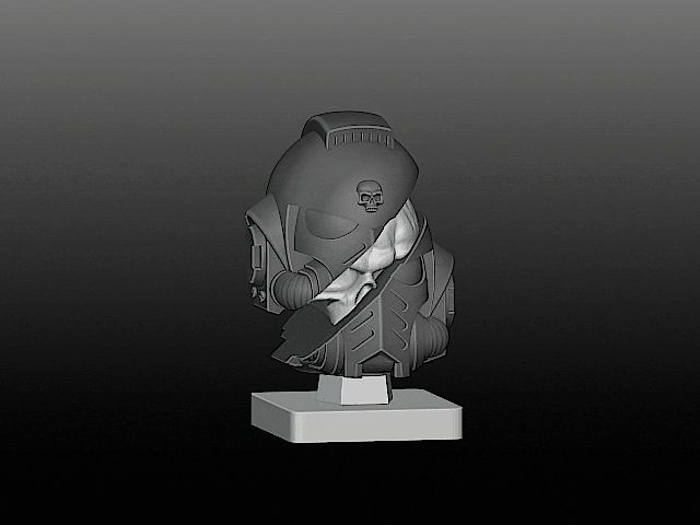 Space marine helmet statue