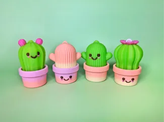 Kawaii Cactus Keychain with Hidden Clicker
