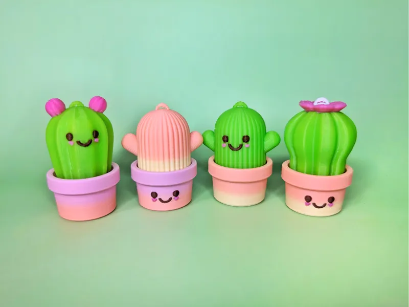 Kawaii Cactus Keychain with Hidden Clicker
