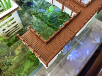 古风建筑 栈道转角  房子走道 L型长廊桥 底座 微缩建筑