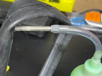 Sealant and DIY air compressor adapter for presta