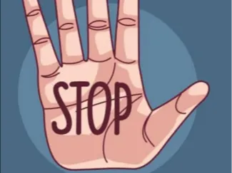 hand with stop in the middle