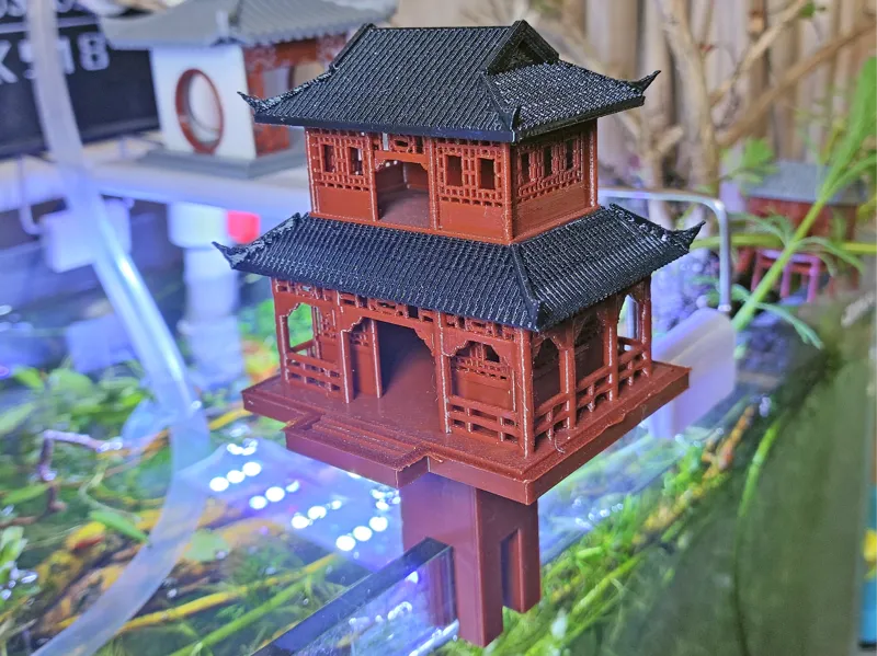 古风建筑房子 鱼缸支架 增高支架 模型支架 双层古风屋子