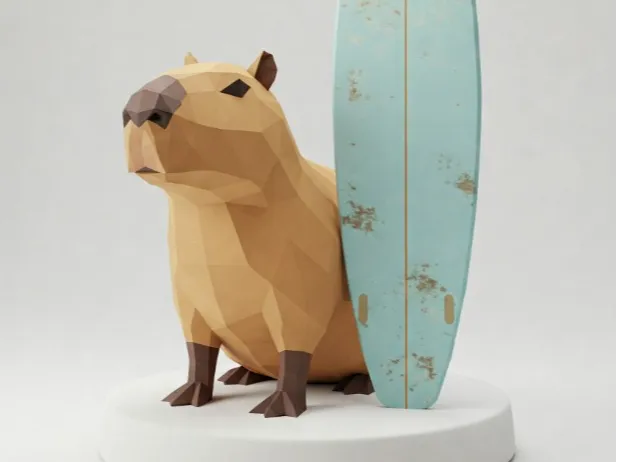 Capivara ao lado da prancha