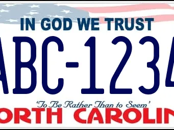 North Carolina License Plate