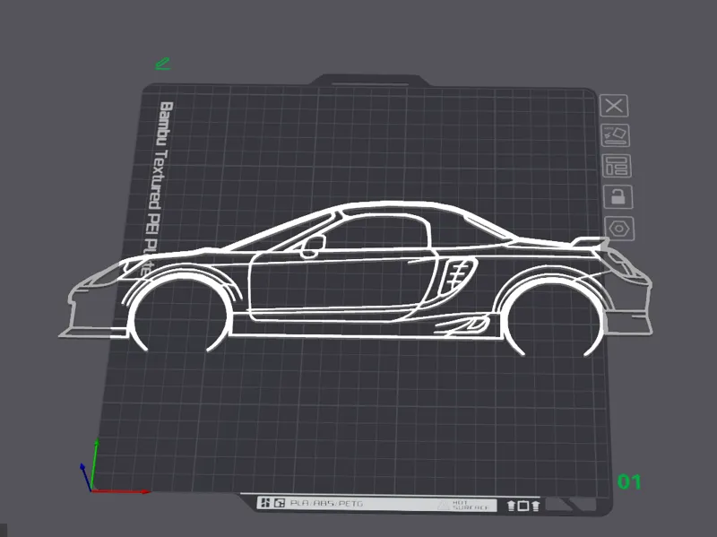 Toyota MR2 ZZw30 silhouette wall art