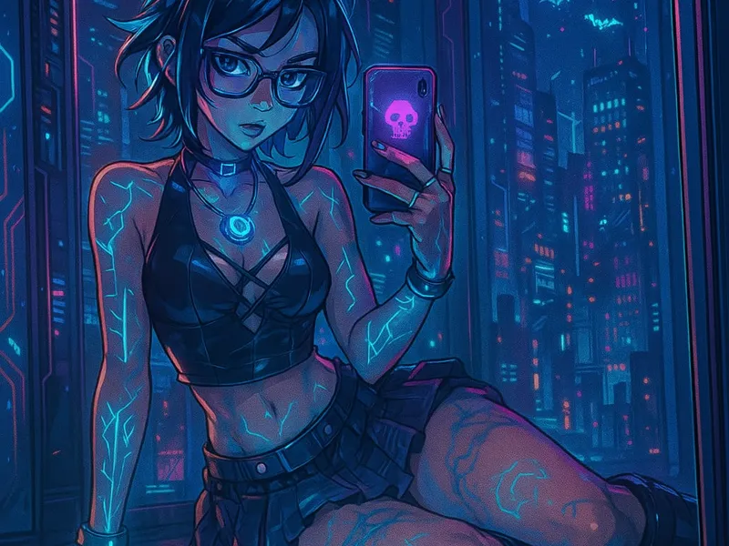 anime girl at night