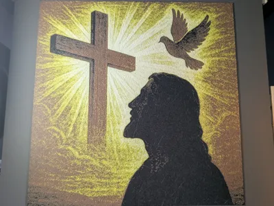 Jesus and Cross - Christian Hueforge art