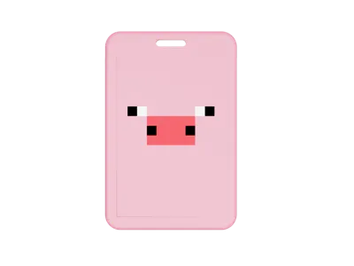 My World Pig Style ID Card Holder | Cute Pixel Style 3D Print